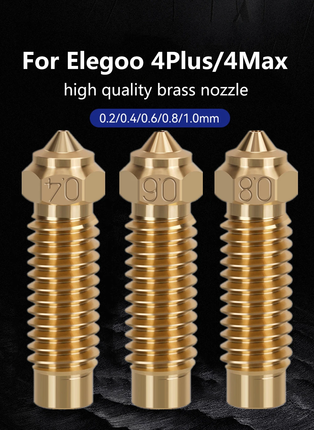 Für Elegoo Neptune 4 Plus, 4 Max Düse 0,2/0,4/0,6/0,8/1,0mm Messingdüse 3D-Drucker Hotend Zubehör für Neptune 4 Max Düse – Detail 1