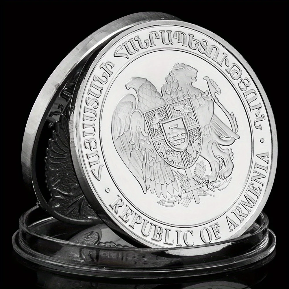 Transcaucasian Armenia Silvery Plated Souvenir Coin Noah's Ark Rested on Top of Arara Pattern Collection Art Commemorative Coin