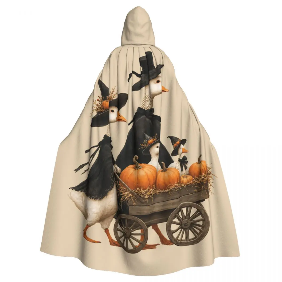Spooky Goose Halloween Funny Cosplay Cloak Pumpkin Bats Hooded Cape for Aldult