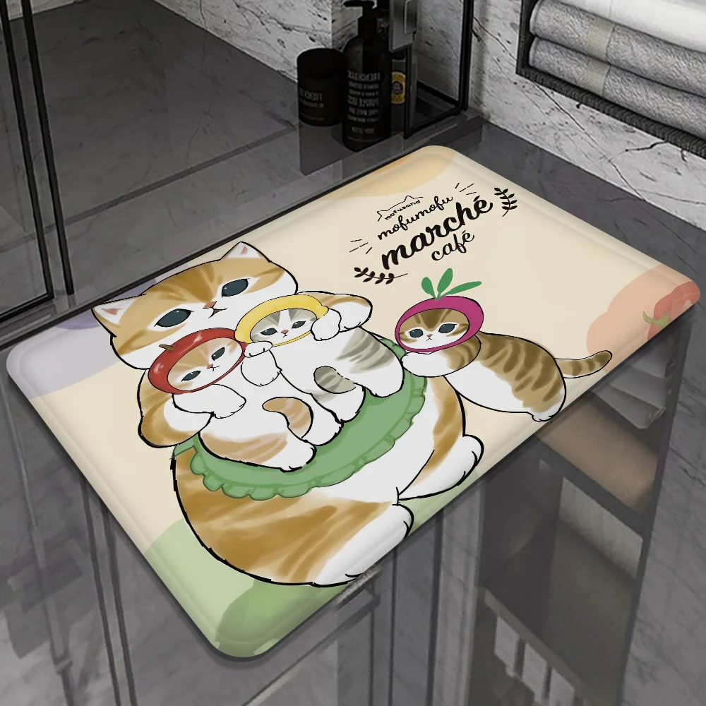 Funny Anime Cat Bathroom Mat INS Style Soft Bedroom Floor House Laundry Room Mat Anti-skid Welcome Doormat