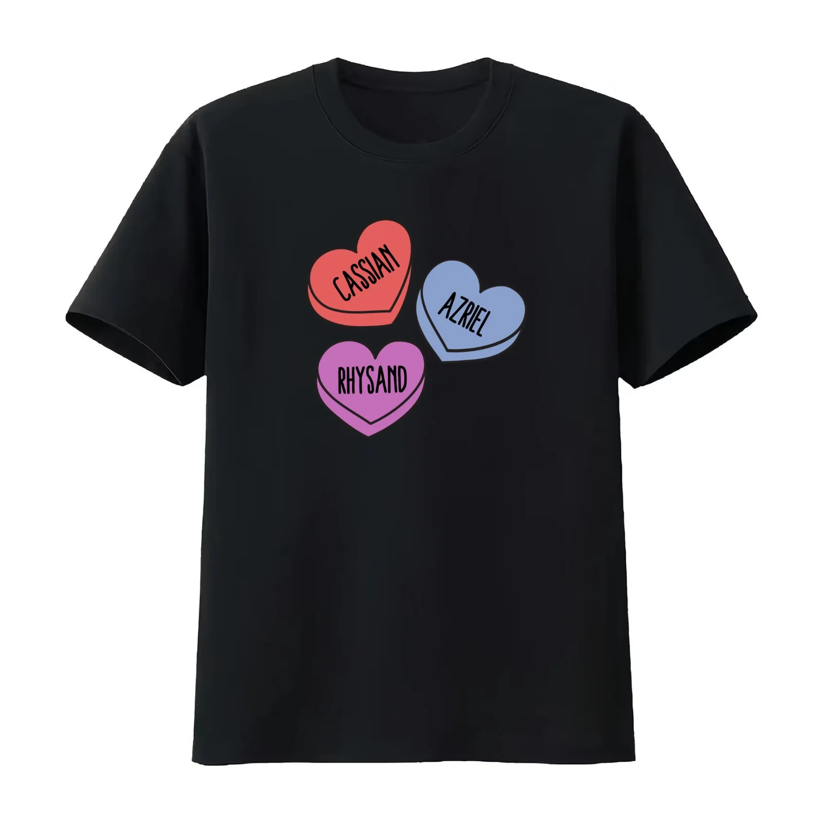 Bat Boys - ACOTAR Love Hearts (Azriel Rhysand and Cassian) T-Shirt Summer Casual Cotton Tee Oversized Streetwear Tops