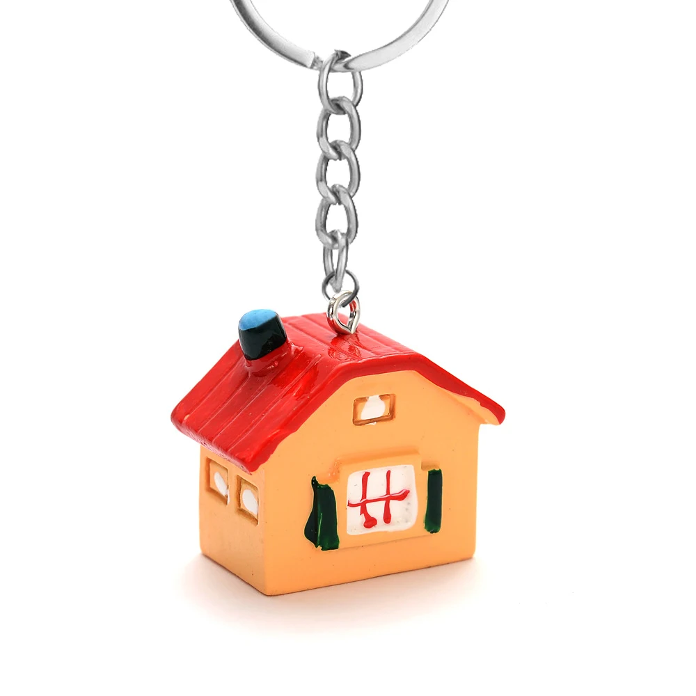 Cute Novelty Tiny Cottage Keychain Women Girls Mini House Key Chain On Bag Car Trinket Jewelry Wedding Party Kids Gift