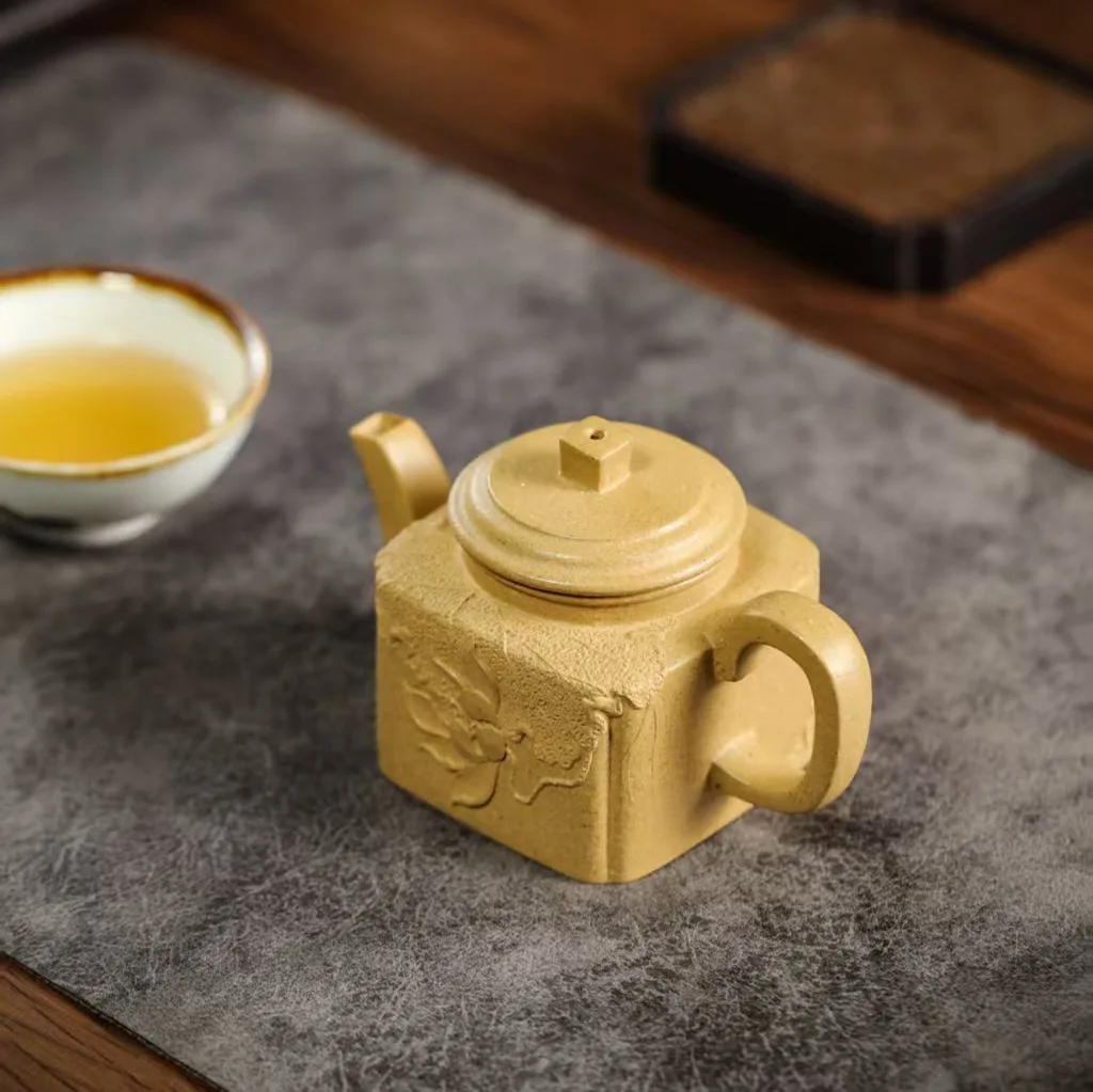 High Quality Real Yixing Jasaho Zisha Clay Teapot Mud Painting Square Pot Set