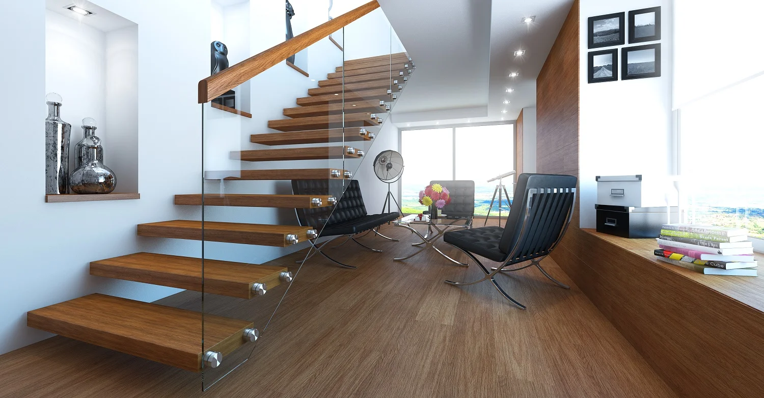 Personalizzazione Personalizza Scala moderna Design Gradini in legno di noce Scale galleggianti per la casa