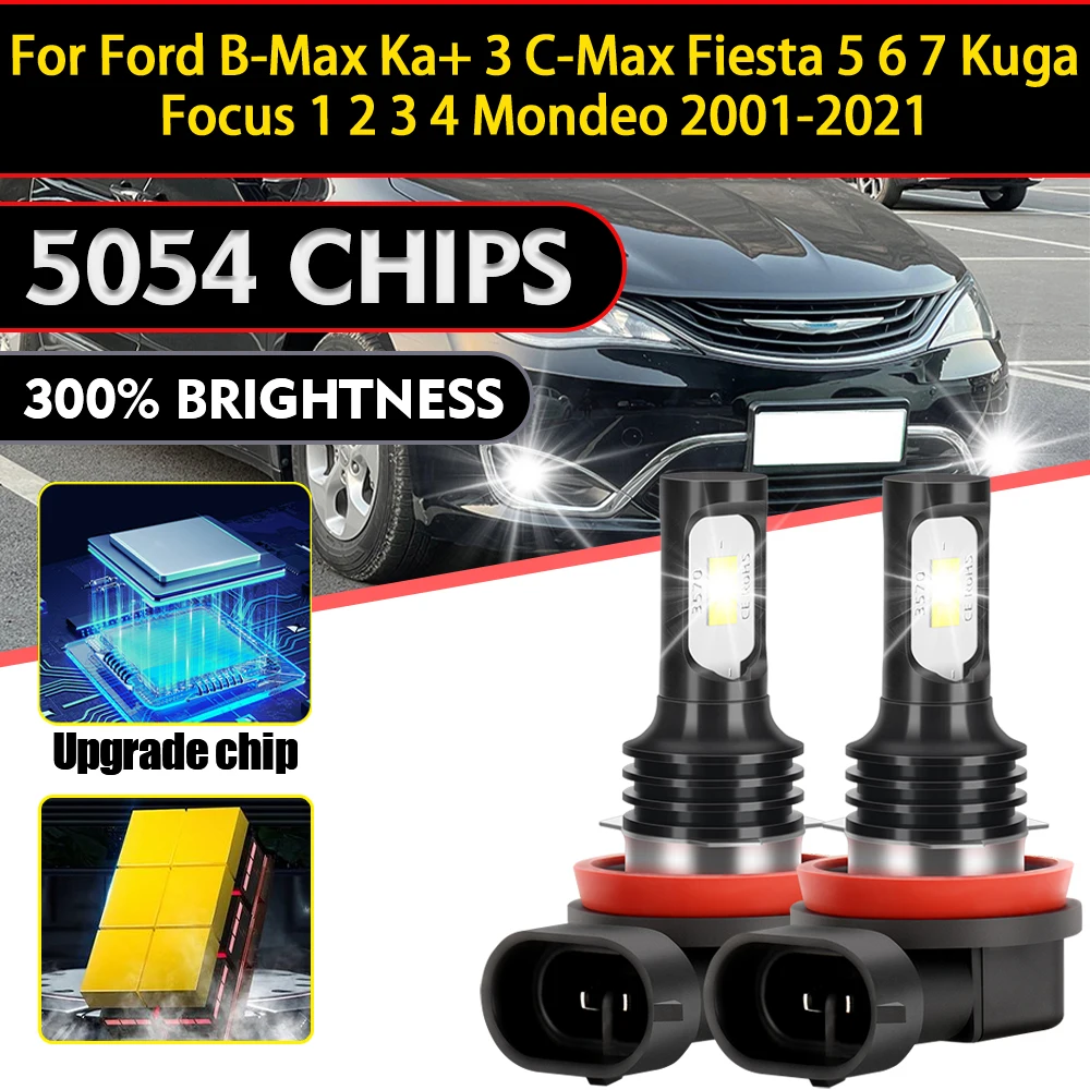 Fog Lamps H8 H9 H11 Auto Front Fog Lights 20000LM For Ford B-Max Ka+ 3 C-Max Fiesta 5 6 7 Kuga Focus 1 2 3 4 Mondeo 2001-2021