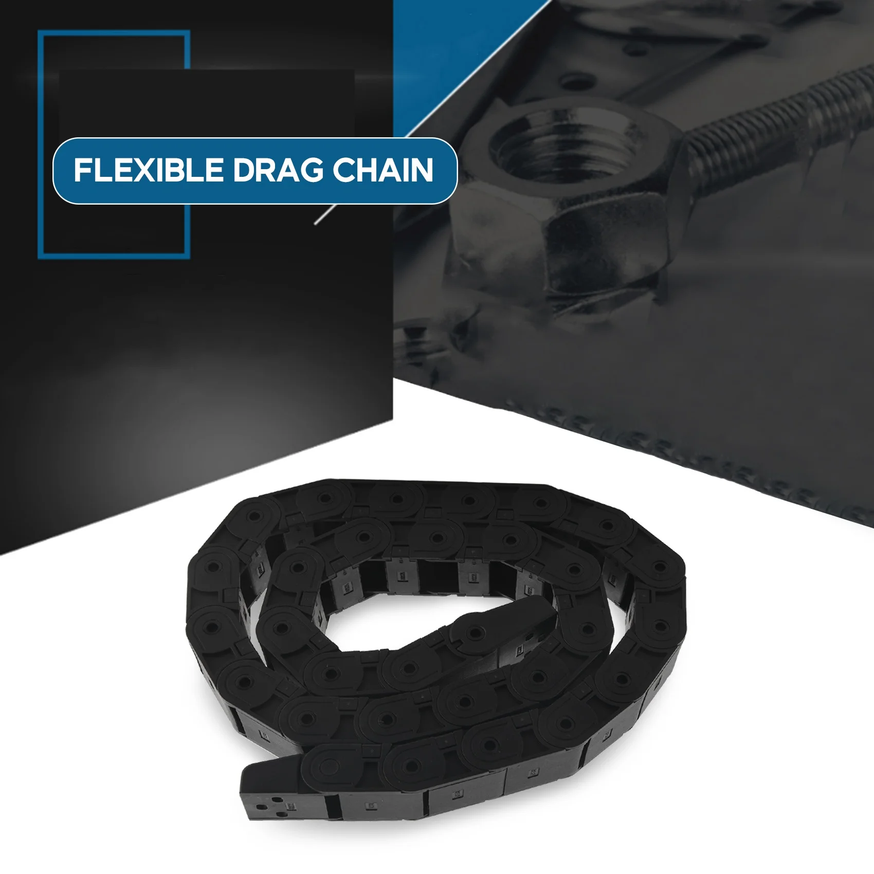 

DIDI 18mm x 37mm Black Flexible Semi Enclosed Cable Drag Chain 1M 39.4"