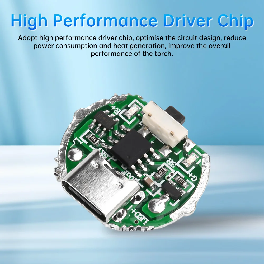 Type-C 2-Speed Flashlight Driver Circuit Board with Switch Charging Integrated Module 10W LED Portable Lighting Accessories