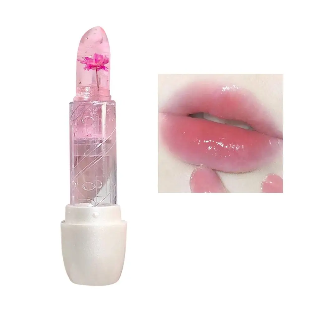 Flower Transparent Lipstick Moisturizer Crystal Jelly Changing Color Mirror Care Lips Balm Lip Temperature Water Makeup B0r9