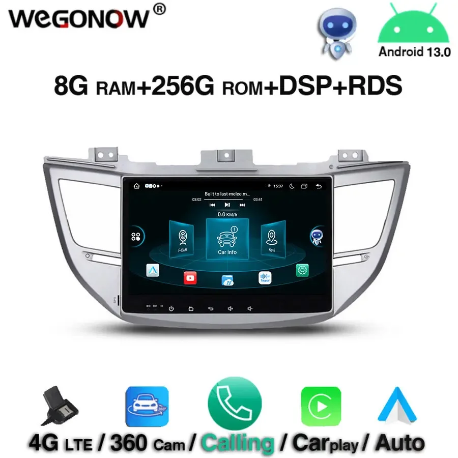 

360 Автомобильный DVD-плеер с камерой DSP 10,1 "Android 13,0 8 ядер 8G + 256G GPS радио Wi-Fi BT5.0 для Hyundai TUCSON IX35 2015 2016 2017