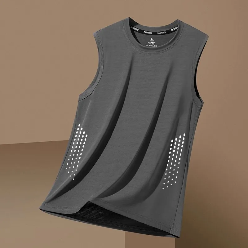 

Men's Fitn Sport Ice Silk Tank Top Svel Qui Dry Loose Large Size T-irt Running Baskeall Training Sweatirt