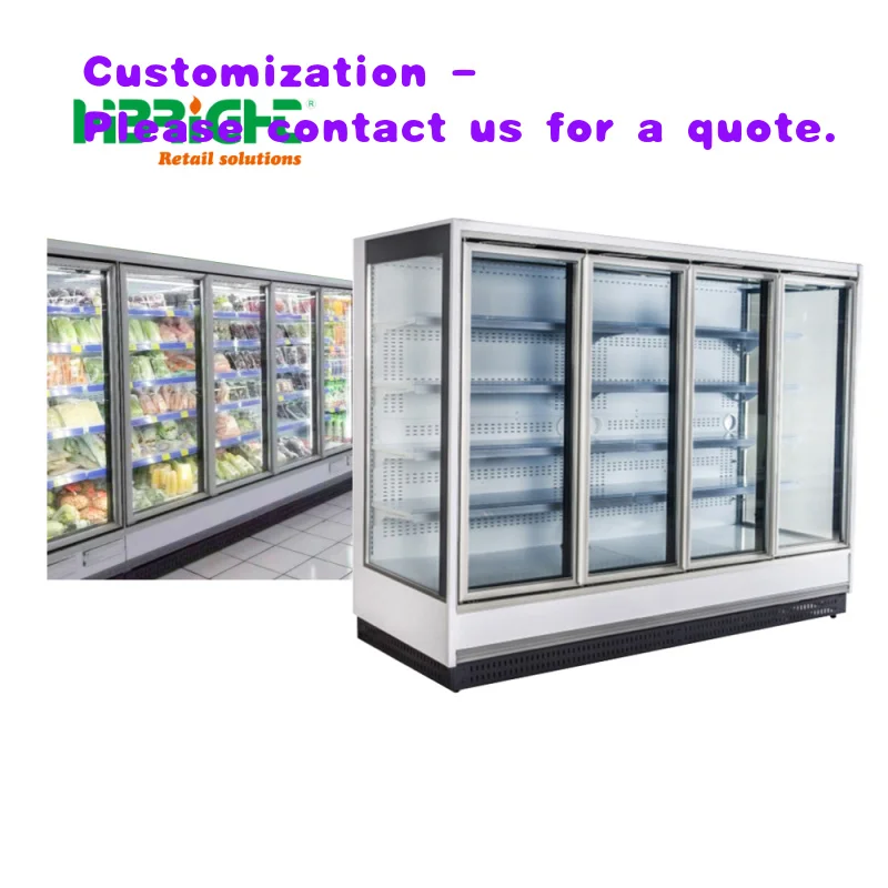 custom.High Quality Stainless Steel Drink Showcase Glass Door Display Double-Temperature Design Supermarket Convenience Stor