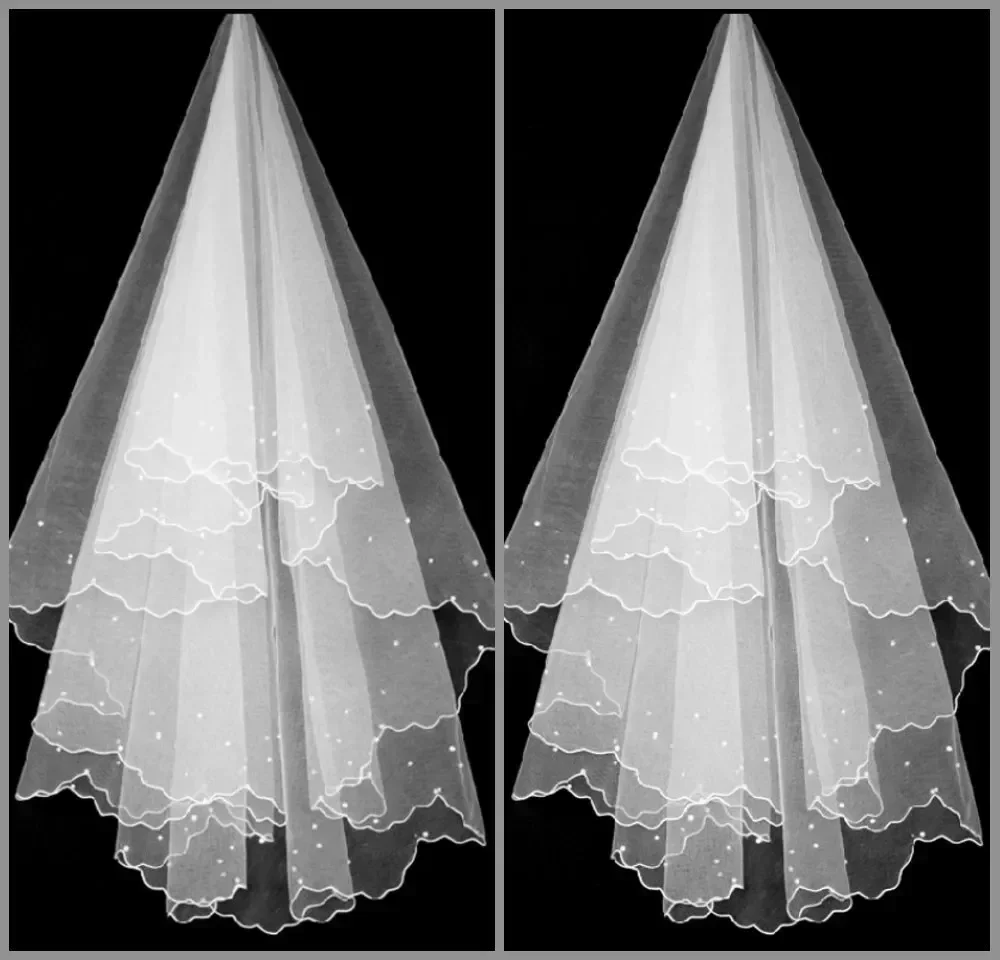 Accessories 1.5M Elegant Pearl Wedding Veil Short White Tulle Bridal