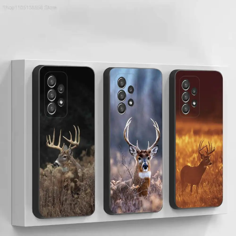 Deer Hunting Fashion Black Soft Protective Case For Samsung S10,20,21,22,23,24,25,30 Ultra Plus FE Lite