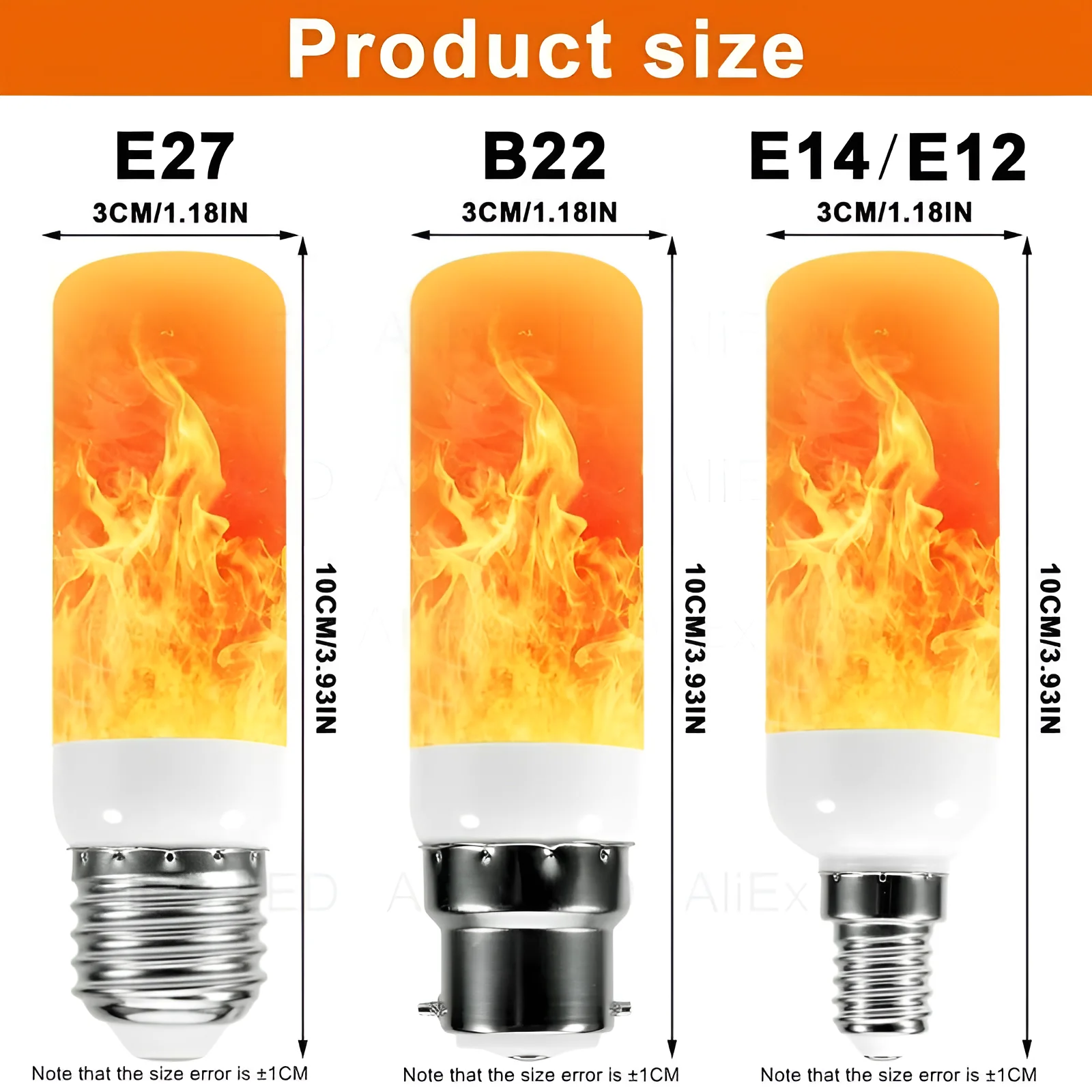 USB LED E27 Flame Bulb Fire E14 lamp Corn Bulb Flickering LED Light Dynamic Flame Effect 3W 5W 7W 9W 110V-220v for Home Lighting