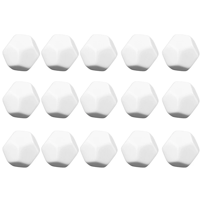 15 Pack 22MM Blank White Dice Set Acrylic Rounded D12 Dice Cubes For Game,Fun,DIY Sticker And Math Teaching