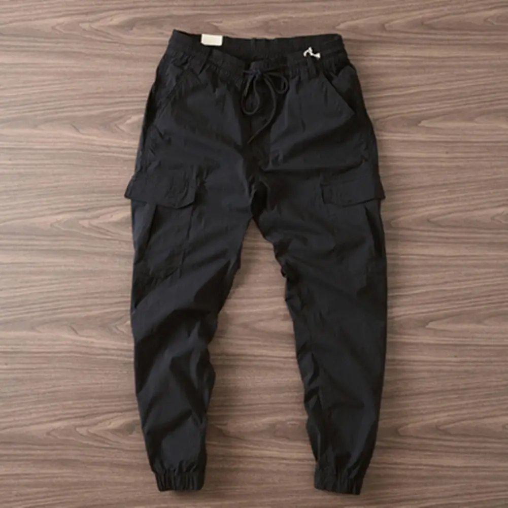 

Outdoor Work Pants Solid Color Men's Gym Training Jogging Sweatpants with Elastic Waist Side Pockets for Active for Men