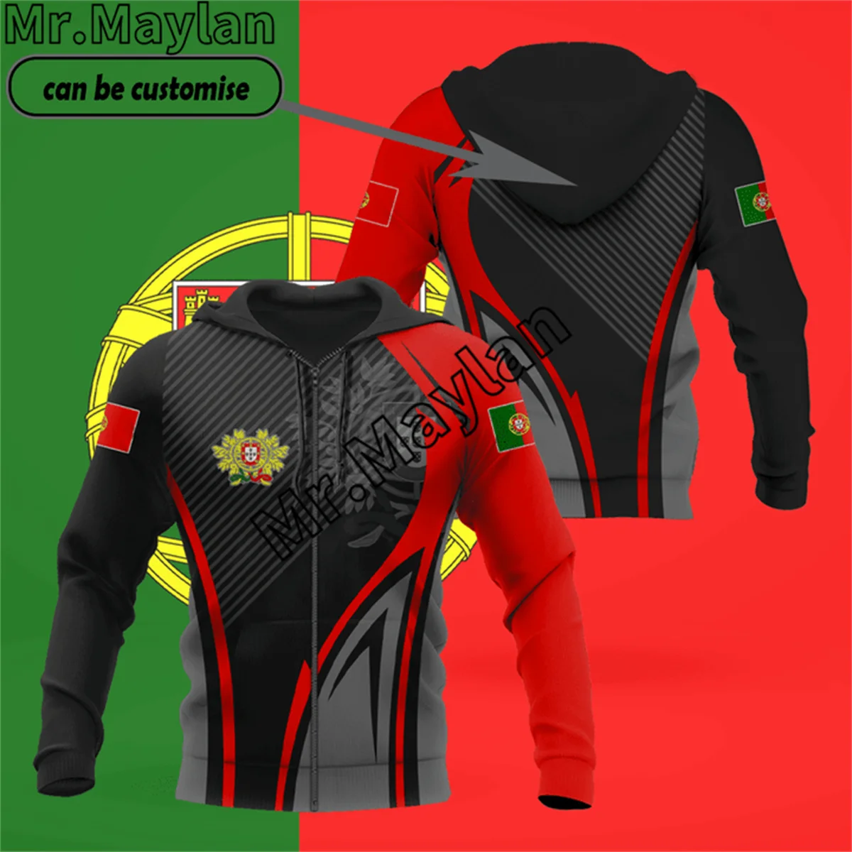 CUSTOMIZE PORTUGAL COAT OF ARMS 3D Print ADULT Hoodie Men/Women Sweatshirt Streetwear Zip Pullover Casual Jacket Tracksuits-320