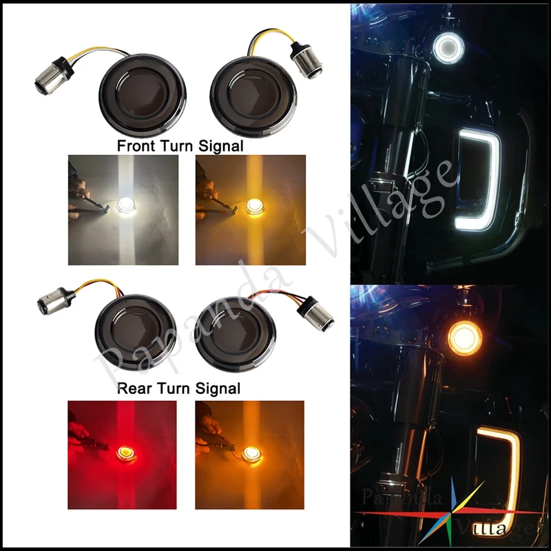 1 Pair LED Turn Signal Light For Harley Dyna FXDX/T Softail FXS FLFB/S Sportster XL Conversions Panel Bullet Style Brake Blinker