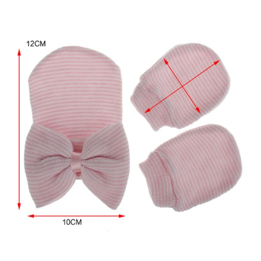 

Cute Baby Knit Cap Glove Set Purple White Bowknot Yarn Material Durable Lightweight Girl Accessory Baby Knit Glove