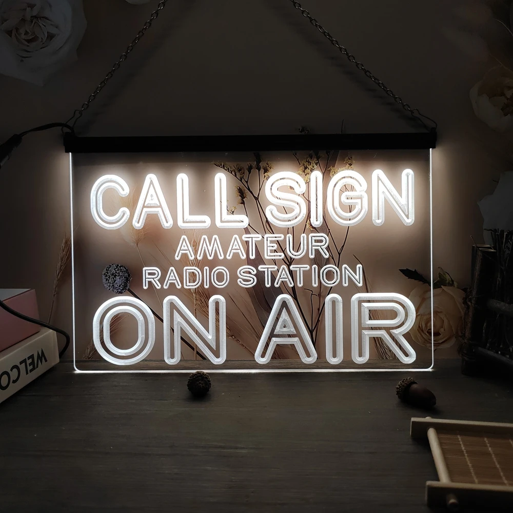 Custom Call Sign Amateur Radio Station ON AIR LED Neon Sign-3D Carving Wall Art for Home,Room,Bedroom,Office,Farmhouse Decor