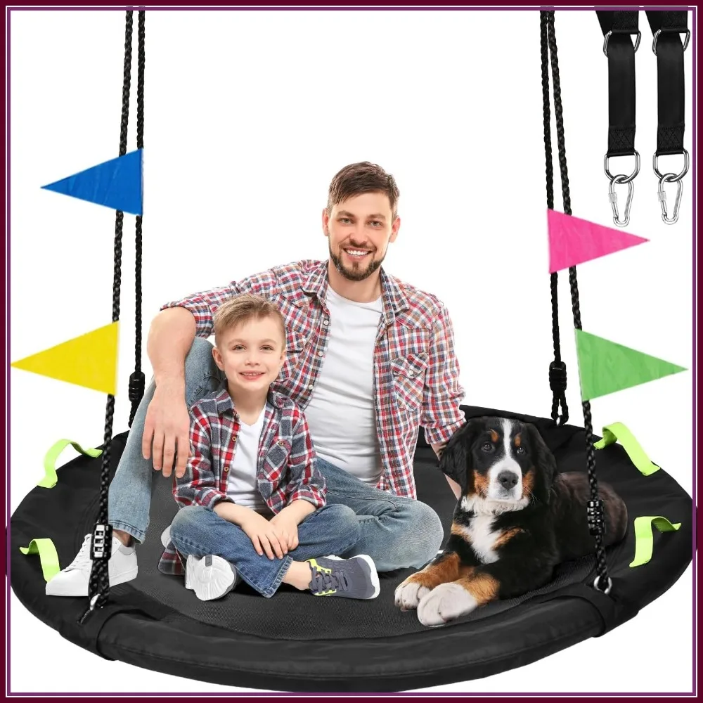 

48-Inch Saucer Swing, Adjustable Straps, 900lbs Capacity for Outdoor Family Fun