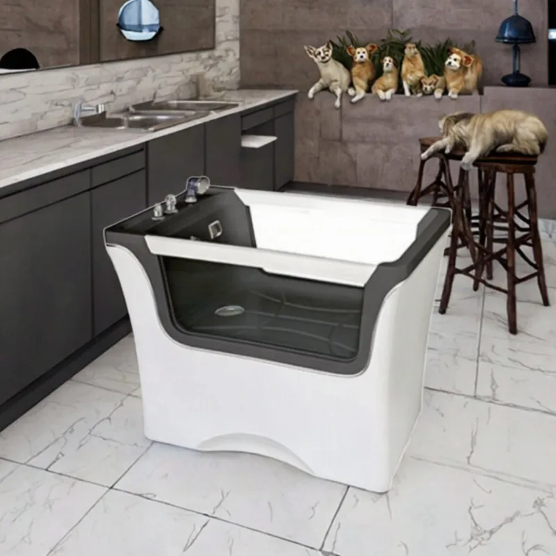 Acrylic Pet Hydrotherapy SPA Tub With Ozone Sterilization Massage Jets Large Dog Grooming Bath For Professional Salon