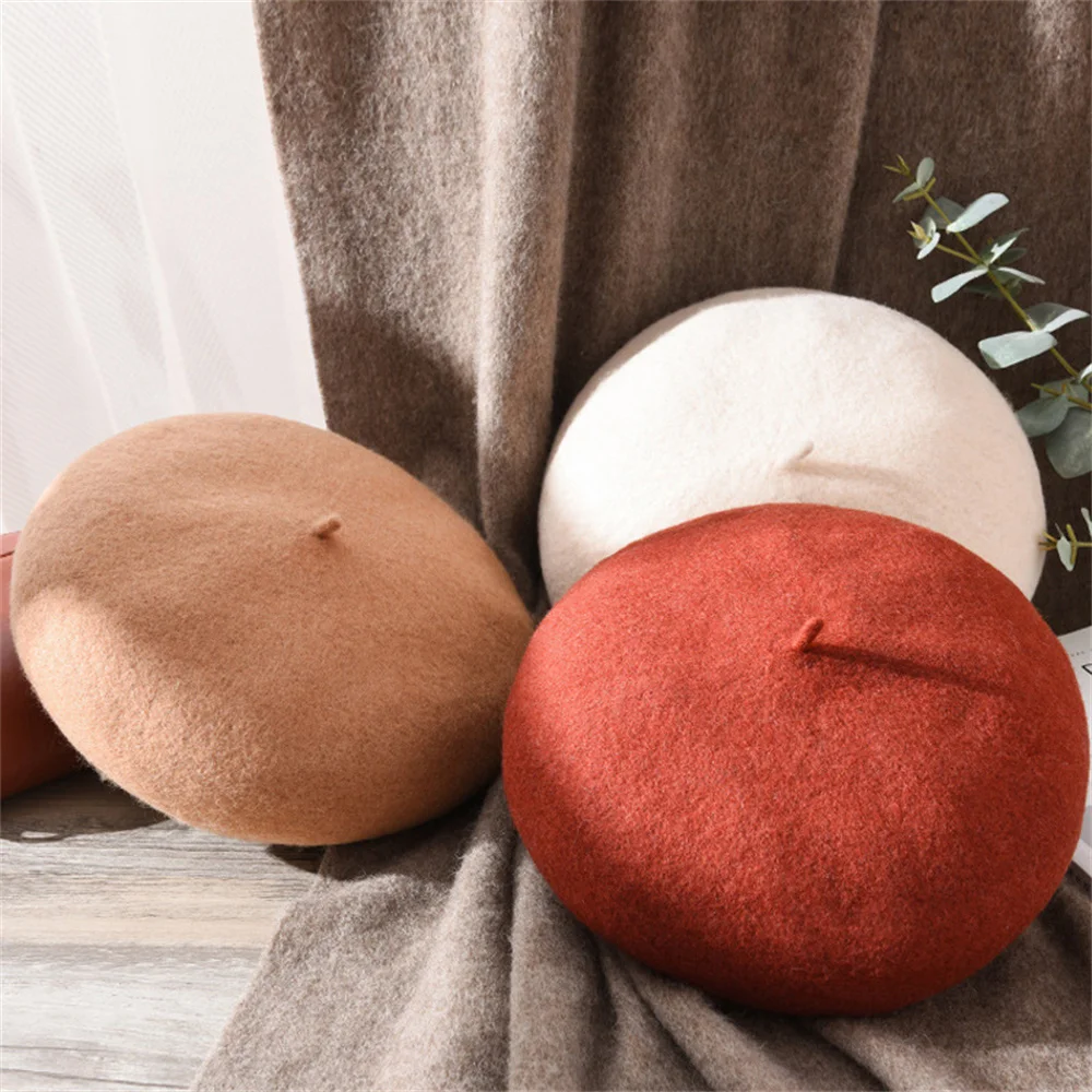 Women Wool Berets Vintage Antumn Winter Warm Beret Elegant Lady Beanie Hat INS Trendy Korean Classic Painter Artist Cap