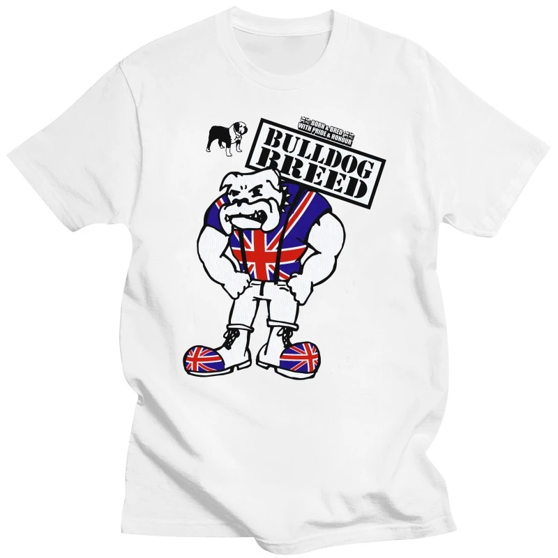 New Mens T Shirts Mens Skinhead Bulldog Breed Union Jack T-Shirt Oi Ska Trojan 90 Skins Boots 100% Cotton Brand New