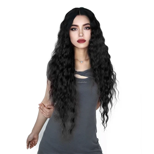 Imagen 2 del producto Peluca con malla frontal sintética de 30 "", peluca negra rubia ombré, pelucas de pelo de bebé, peluca de encaje de pelo largo ondulado para mujer, peluca con malla frontal, peluca de Cosplay