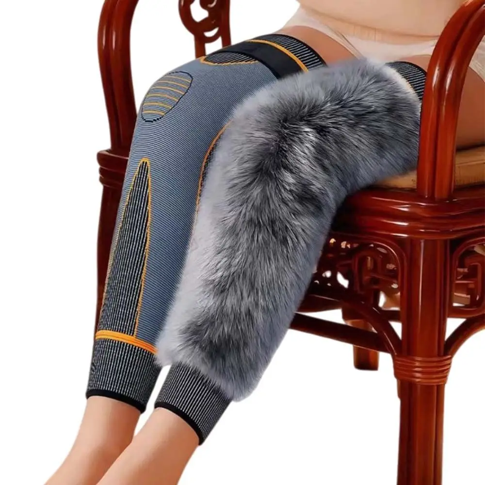 Imitation Otter Rabbit Hair Warm Knee Pads with Straps Cold-proof Windproof Thick Knee Protector Wraps Leg Multi-functional