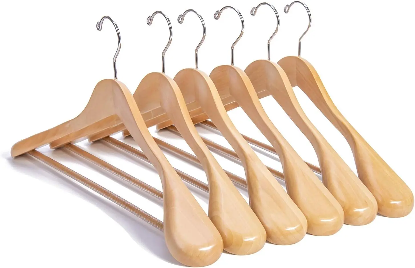 Nature Smile Luxury Natural Wooden Suit Hangers - 12 Pack - Wood Coat Hangers,Jacket Outerwear Shirt Hangers,Glossy Finish