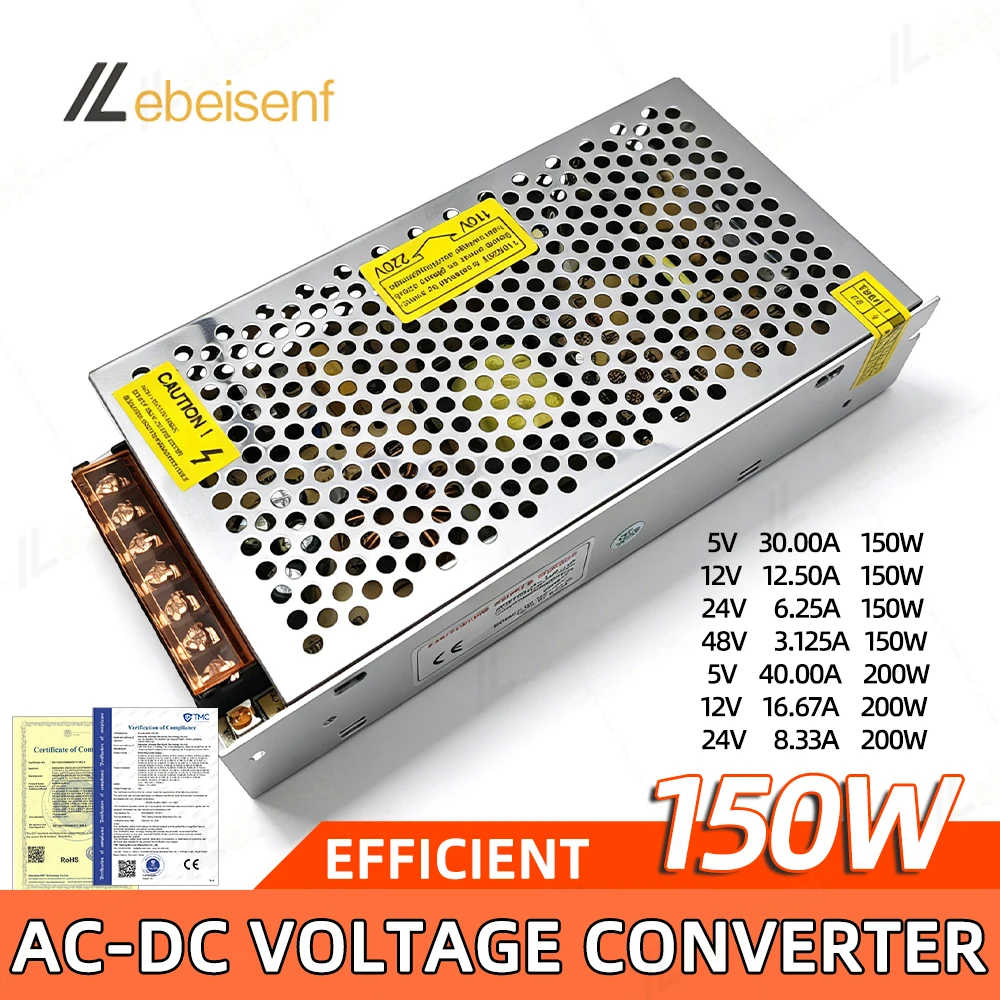 150W 200W Switching Power Supply 5V 12V 24V 48V AC DC Converter 110V 220V Adjustable Voltage Transformer LED Strip 3D Printer