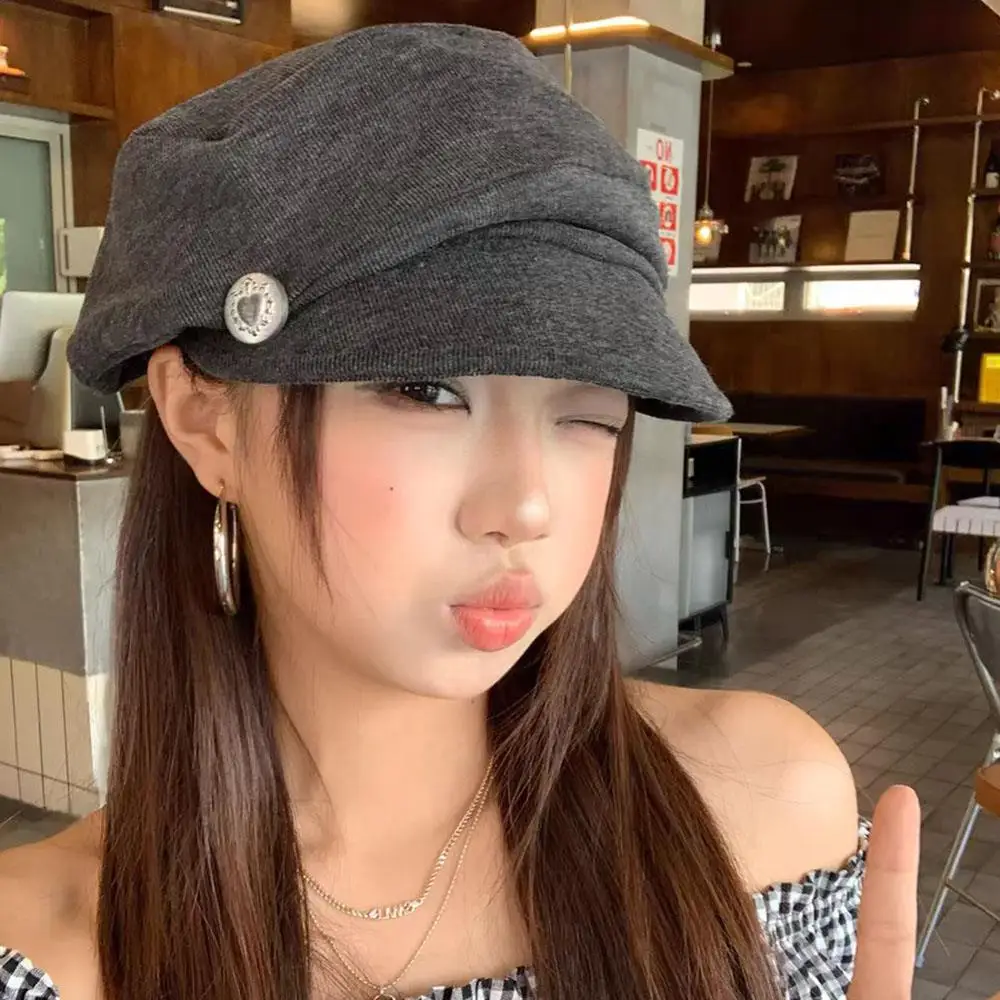 Boina de nube, gorras de pintor, sombrero de mujer, sombreros octogonales, sombrero de pintor plisado, adelgazamiento facial, tamaño de cabeza grande, gorra de moda de estilo japonés