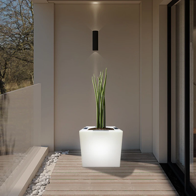 

Intelligent Light Sensor Luminous Planter, 40*40*40cm, Solar Planter Lights,Garden Decoration Outdoor,Plastic Tree Pot,Riq-F40