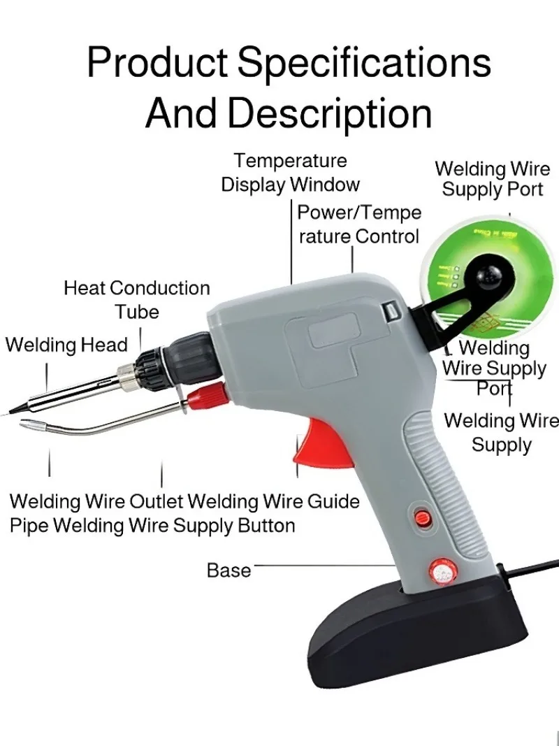 Professional Soldering Iron Kit Automatic Solder Welding Gun Adjustable Temperature Electronics Repair Tool for Electronics, DIY