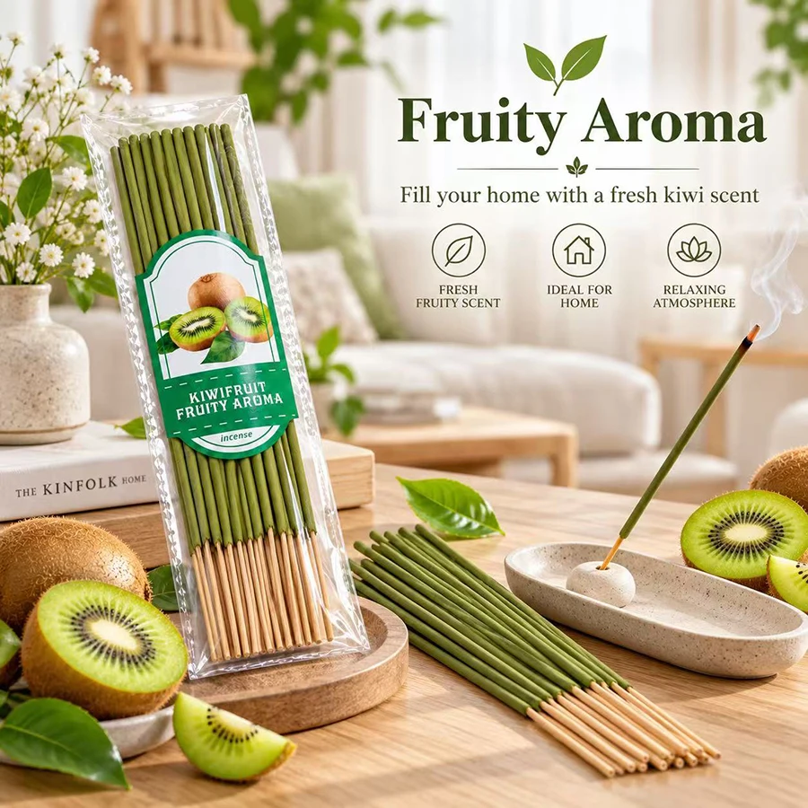 Kiwi Aroma Stick, Extended Burning Time, Artificial Wood Four Seasons Fragrance, Suitable for Home, Camping, Garden, Pool and Ou