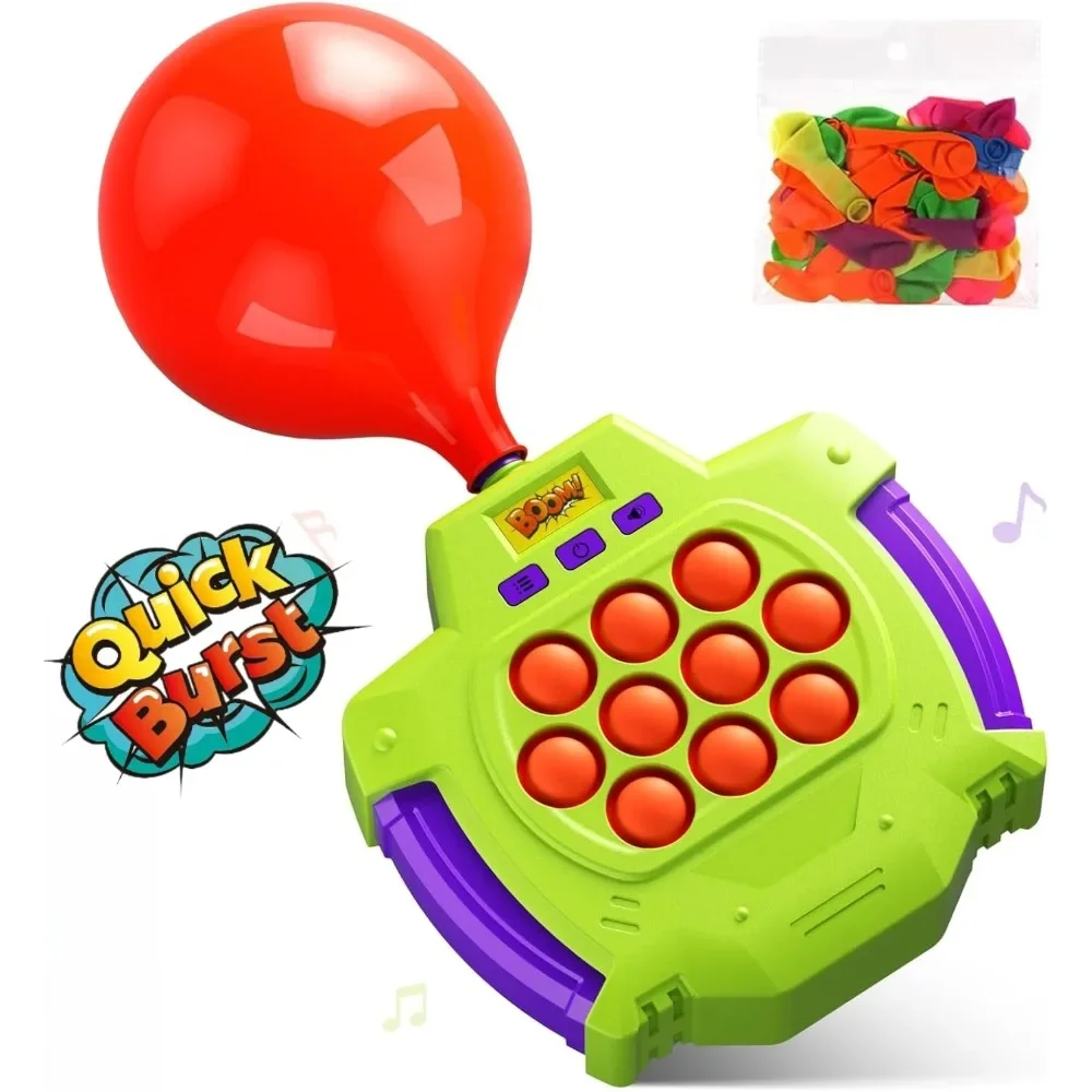 Quick Push Pop Game with Balloons Light Up Pop It Fidget Toys for Kids Adults Squeeze Sensory Push Toy Interactive Puzzle Game