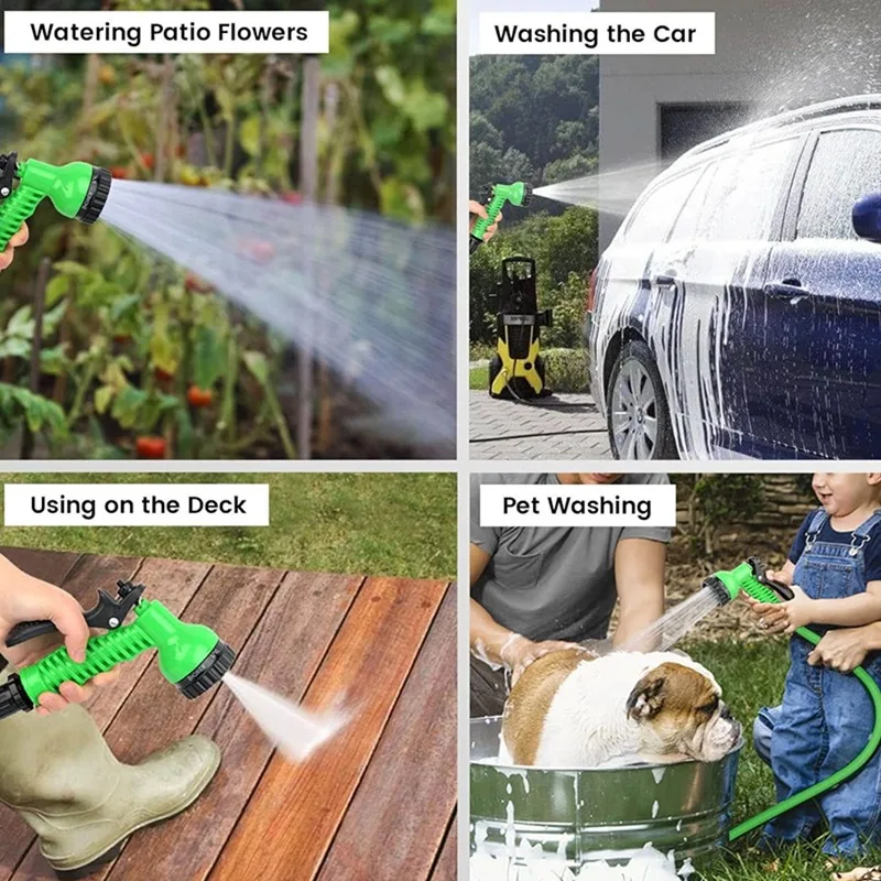 Expandable Garden Hose Water Pipe High-Pressure Car Wash 7 mode Water Spraying Functions Water Gun Home Garden Watering Hose