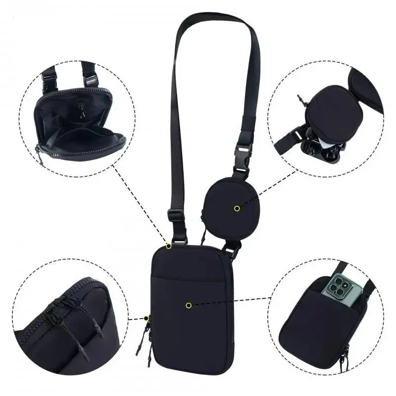 Bolso cruzado ajustable de moda unisex, bolso de pecho desmontable, bolso de cintura impermeable para deportes al aire libre