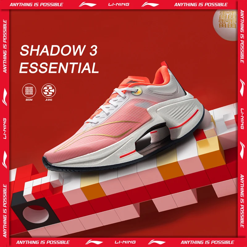 Li-Ning Men SHADOW 3 ESSENTIAL Running Shoes JIANG Light Cushion BOOM LiNing Wearable Sneakers ARRV003