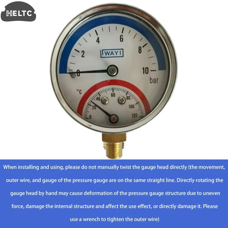 1 قطعة مقياس الضغط 2 في 1 و10 بار درجة الحرارة وقياس الضغط درجة الحرارة 0-120 ° C مقياس درجة الحرارة والضغط