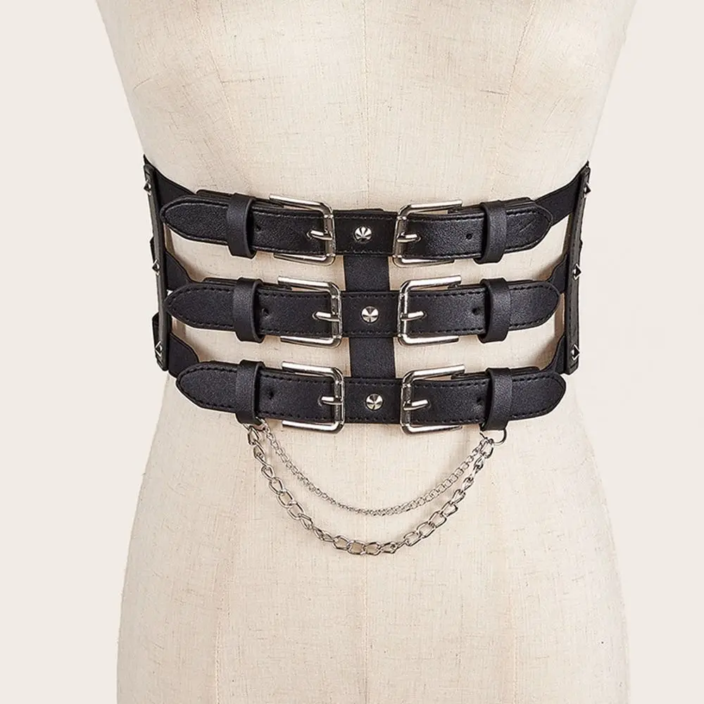 Support Women Waist Belt Underbust Harajuku Style Y2K Lolita Elastic Belt Cummerbunds Waist Corset Belts Slim Bustier Corset