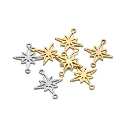 20Pcs Stainless Steel Double Hole Hollow Star Charms Pendant for DIY Necklace Bracelets Pendant Jewelry Making