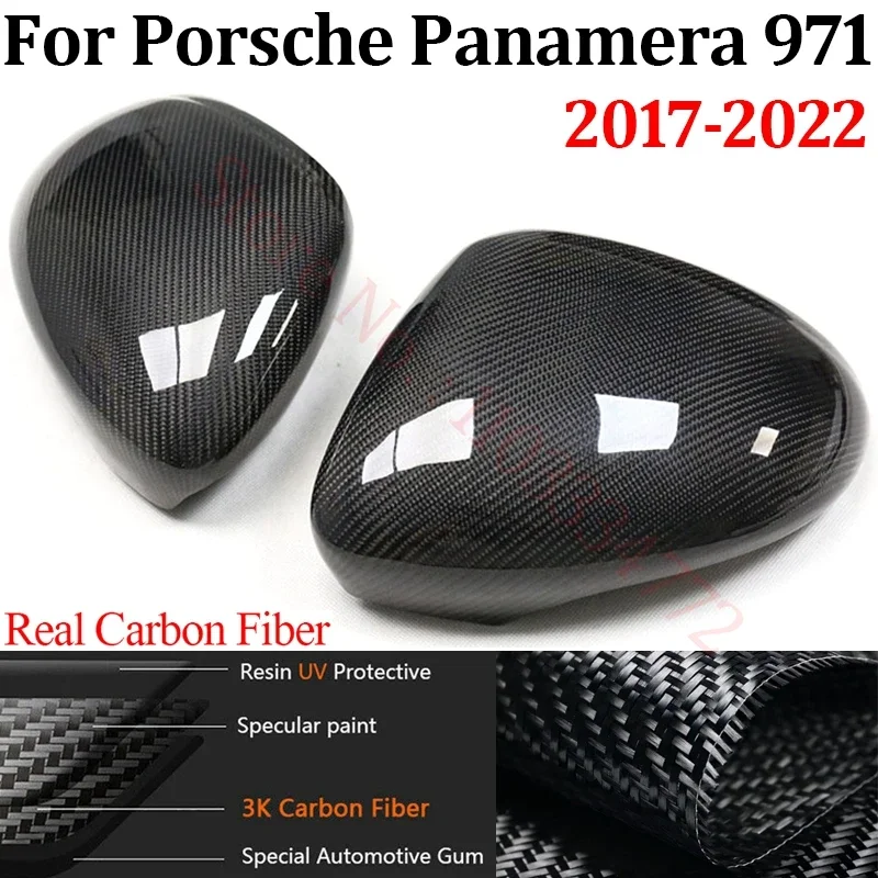 

LHD Real Carbon Fiber Car Rearview Side Mirror Cover For Porsche Panamera 971 2017-2022 Side Mirror Cover Trim Cap Shell Case