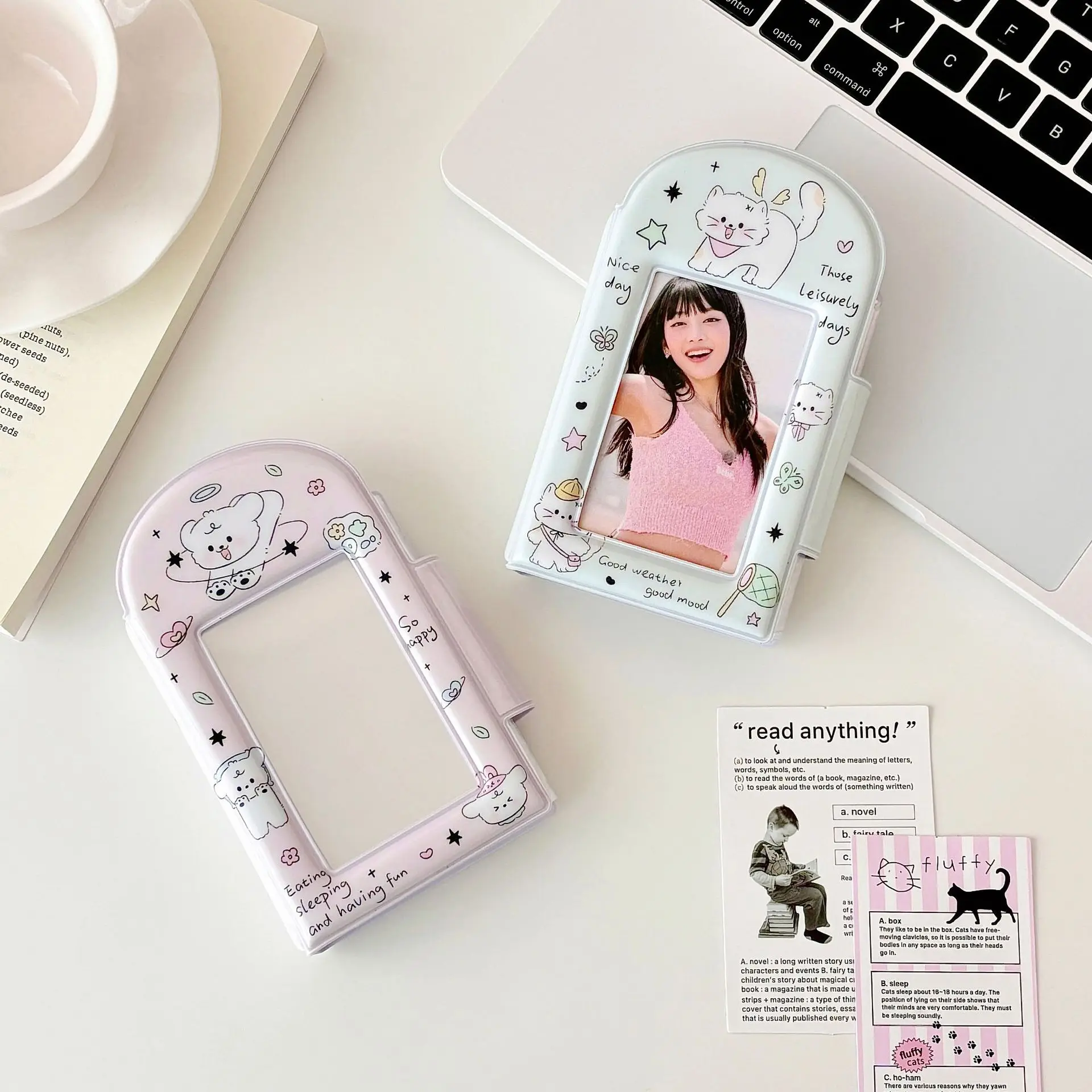 32 PP Pockets Cute Kitten Photo Card Pouch Style Album for 3 Inch Mini Handy Instax Name Card K-pop Star Album with Button