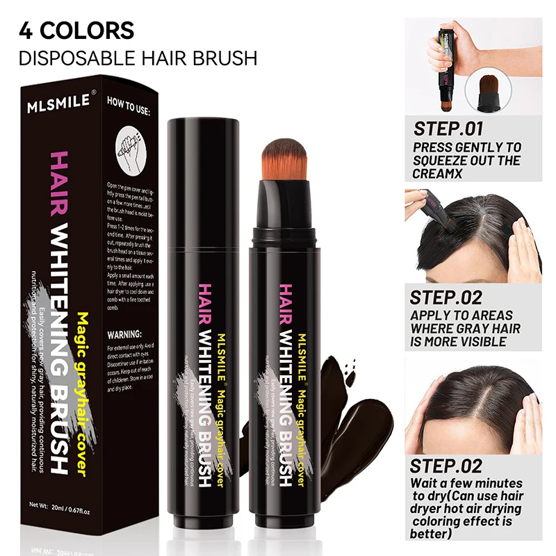 4 color convenient hair dye to cover white hair Care Hair dye Cream local touch up stick disposable hair dye pen