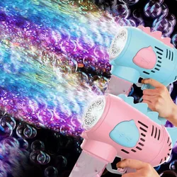 Kids 10 Holes Electric Bubble Gun Automatic Soap Blower With Light Summer Outdoor Party Games Bubbles Machine For Boys Girls