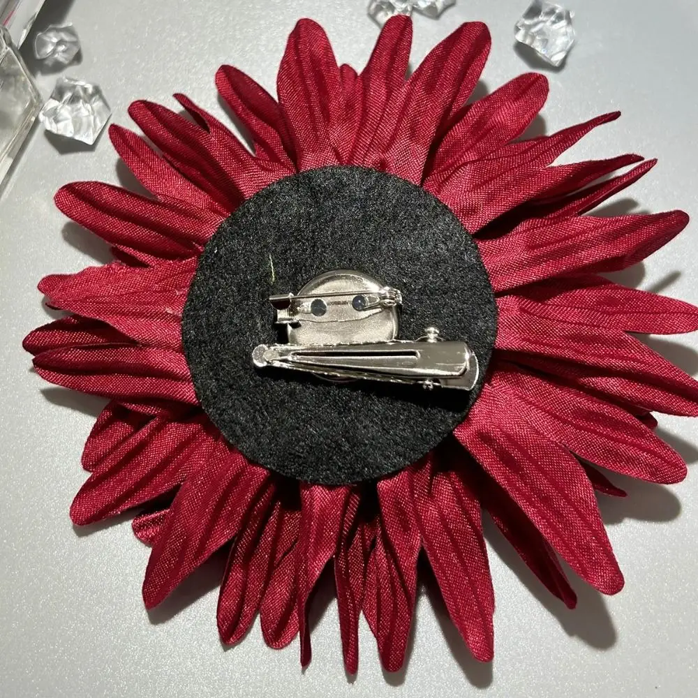 Broche en tissu faite à la main avec grande fleur imbibée, insigne de bijoux pour pull et manteau, accessoires de corsage, décor de fête de mariage