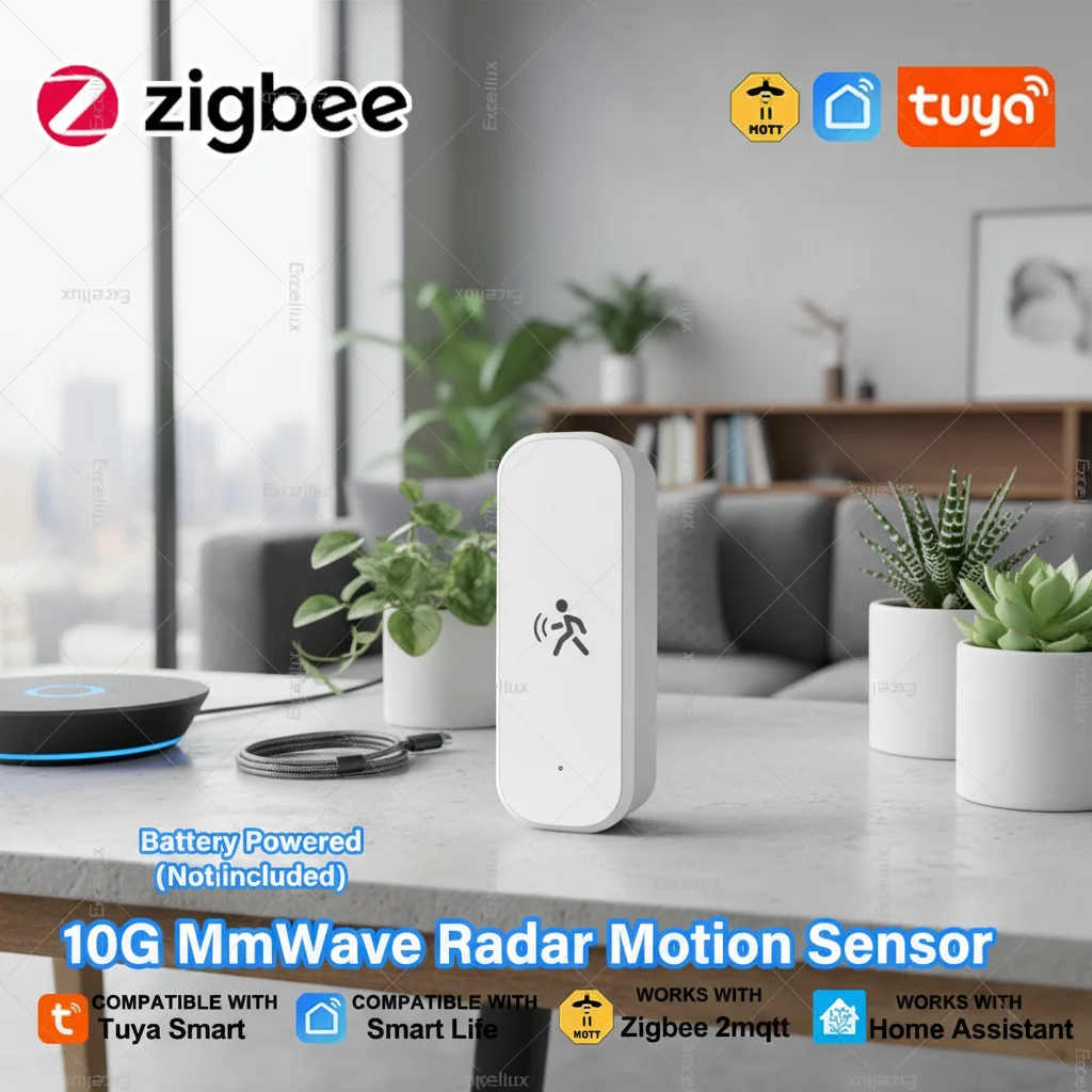 Capteur de mouvement humain Zigbee, Radar MmWave 10Ghz avec capteur de température et d'humidité pour application Tuya Smart Life ou Zigbee2MQTT