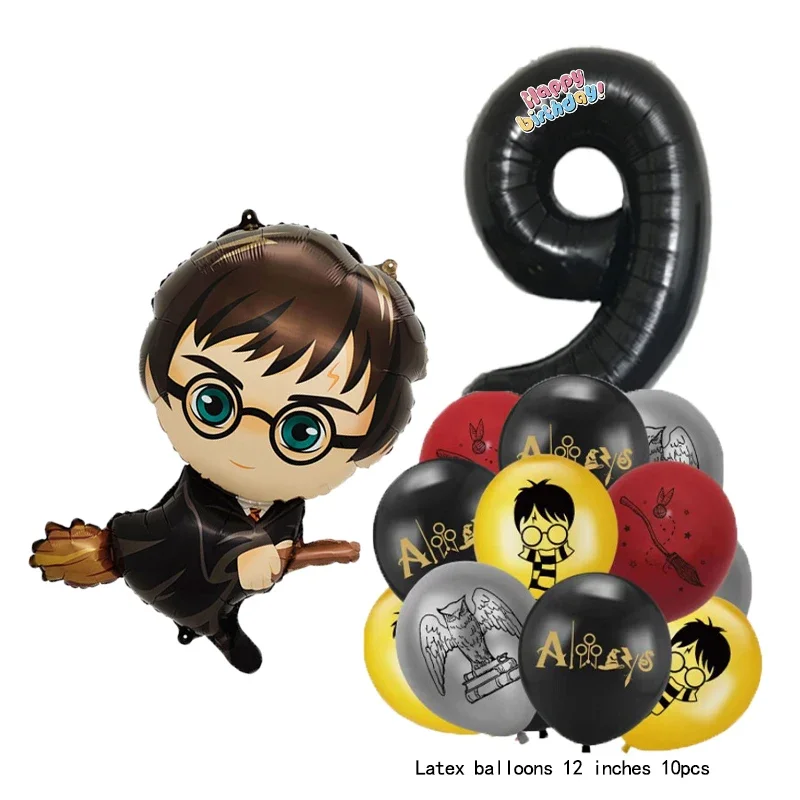 12-teiliges Set Folienballons Nummer 0-9 Zauberer-Cartoon Globos Magisches Harry-Potter-Thema Geburtstagsparty Aluminiumfolie Deko-Zubehör – Detail 10